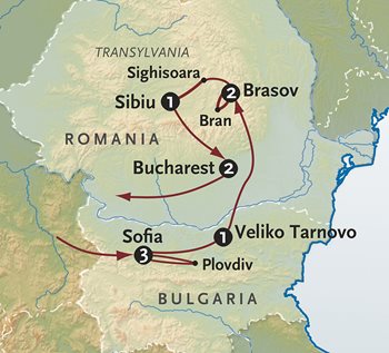 Bulgaria + Romania Map