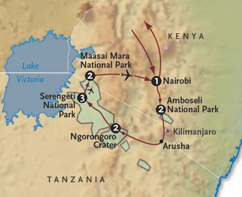 Kenya + Tanzania Safari Map