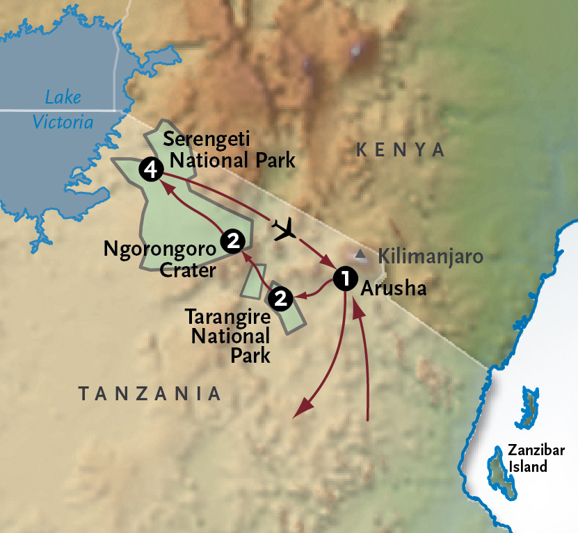 Luxury Tenting Serengeti Safari Itinerary Map