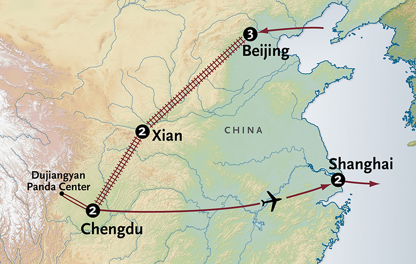 The Pandas of Chengdu Itinerary Map