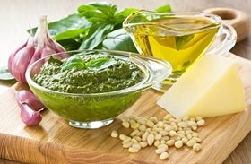 Traditional Pesto sauce and ingredients