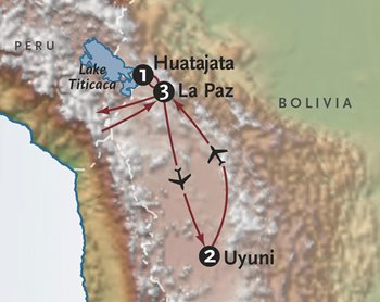 Bolivia + Peru Map