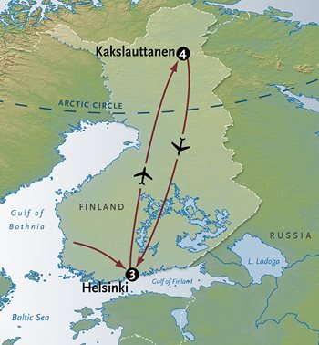 Helsinki to Lapland Map