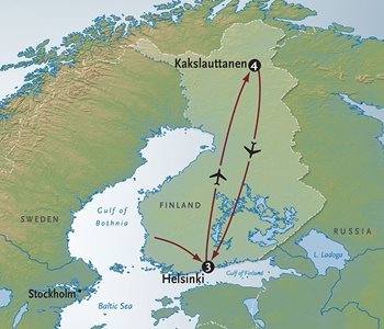 Helsinki to Lapland Map