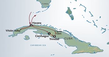 Escorted Cuban Tours Map