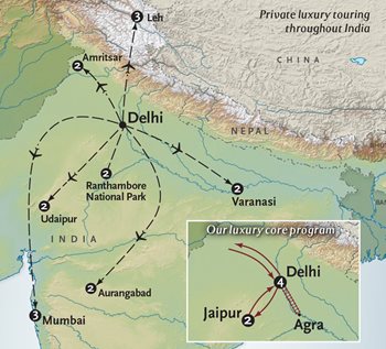 Luxury Private Tour of India Map