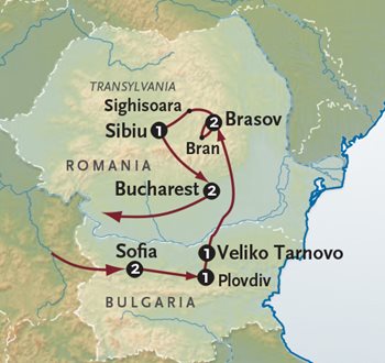 Bulgaria + Romania Map