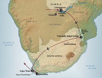 South Africa tour map