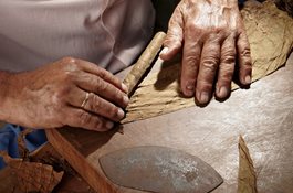 Closeup of Cuban cigar making