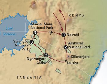 Kenya + Tanzania Safari Map