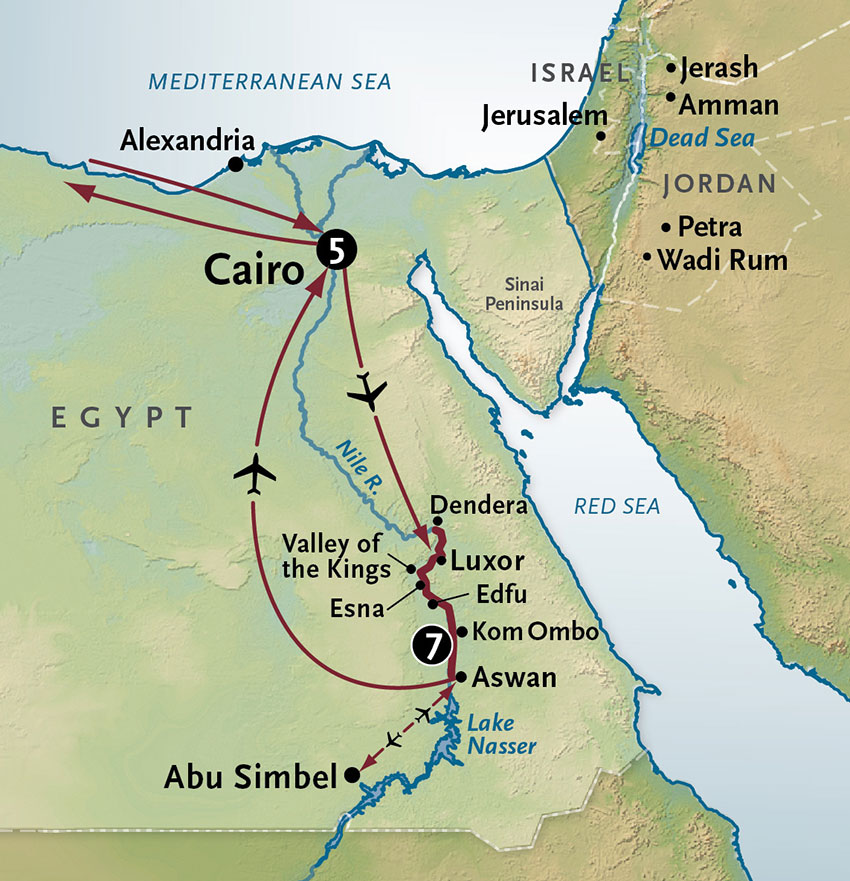 Along the Nile in Luxury Itinerary Map